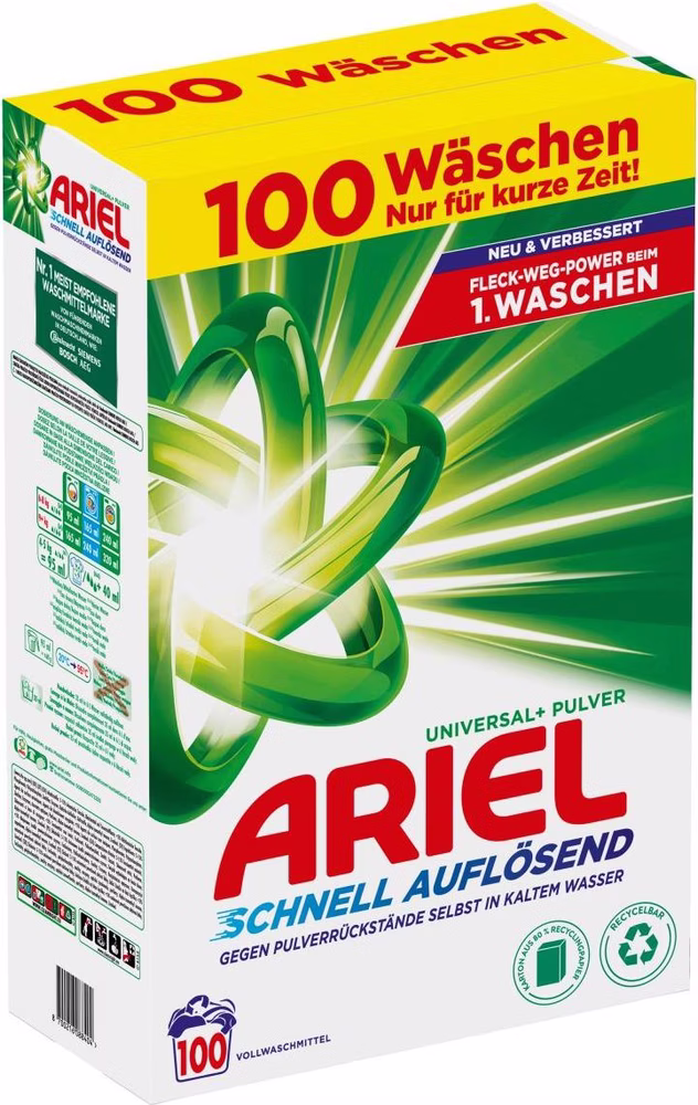 Ariel Universal+ 100 Washing cycles, Washing powder