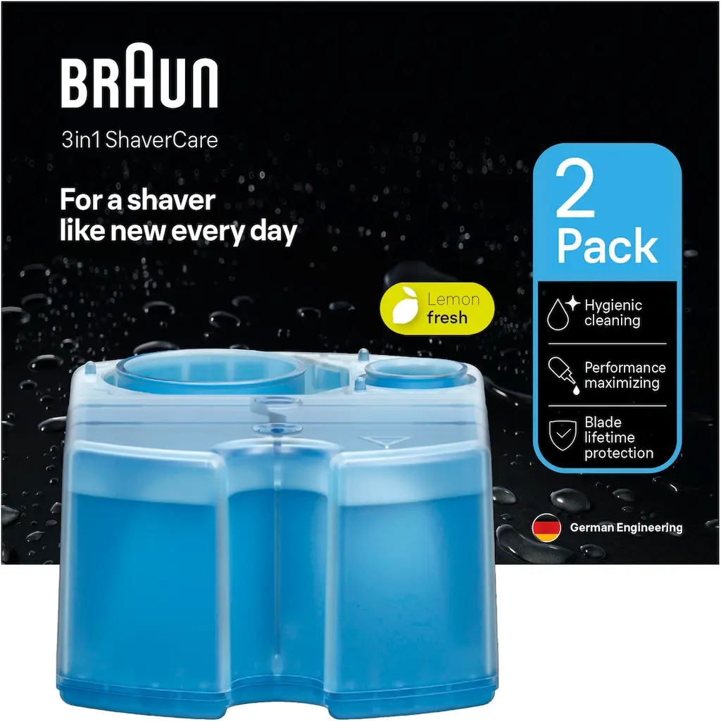 Braun electric shaver cleaning solution, hygienic cleaning pack of 2