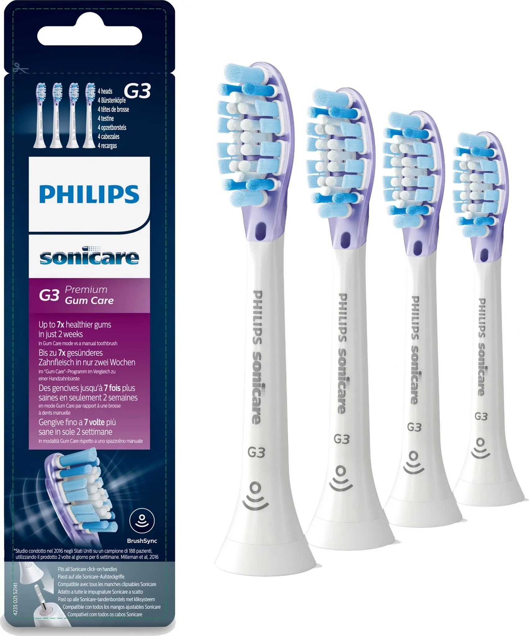 Philips Sonicare HX9054/17 G3 Gum Care White 4 pack