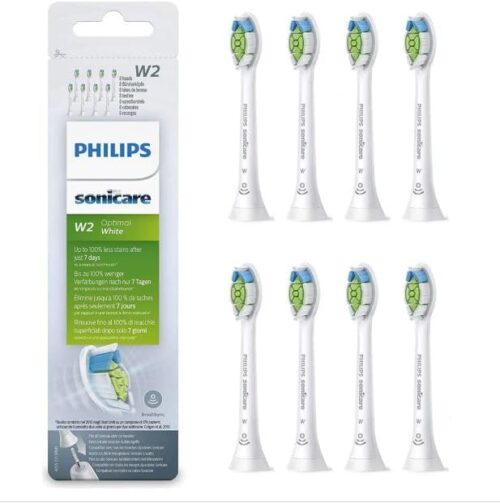 Philips Sonicare Toothbrush Heads, Optimal White, W2 HX6068/12   Pack of 8, White