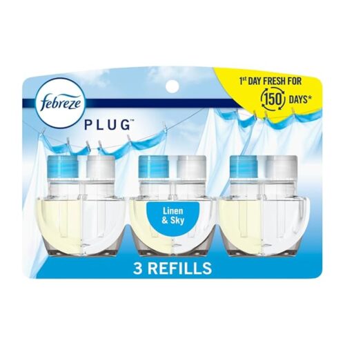 Febreze Plug-In Air Freshener  Linen & Sky Scent, 0.87oz Refills, 3 Count