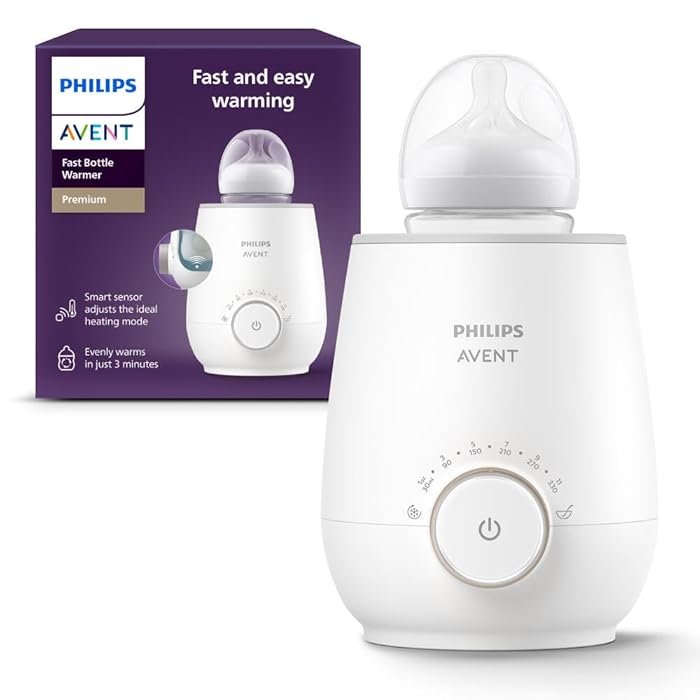 Philips Avent Premium Fast Bottle Warmer With Smart Temperature Control, Water Bath Technology, Automatic Shut-Off, Model SCF358
