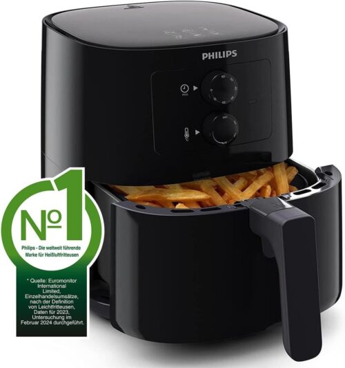 Philips Essential Compact Air fryer, 0.8 kg, 12 functions,  black (HD9200/90)