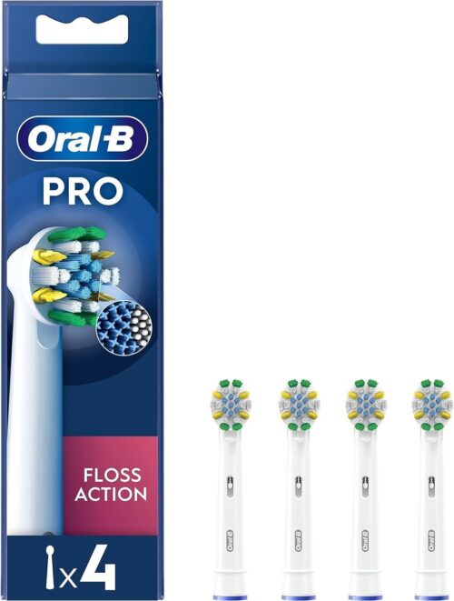 Oral-B Pro Floss Action Electric Toothbrush Head pack of 4 White