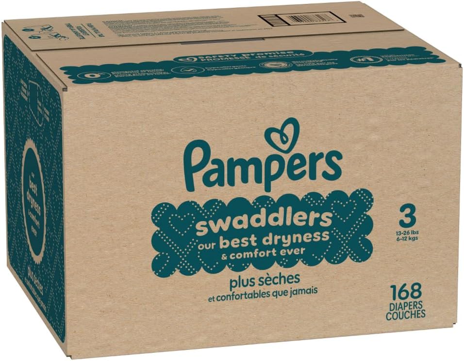 Pampers Swaddlers Diapers, Size 3 (13-26 lbs), 168 Count - Image 2