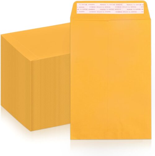 Goefun 6x9 Manilla Envelopes Self Seal 250 PCS, Goefun Small  Envelopes 6x9 for Mailing - 100GSM Paper