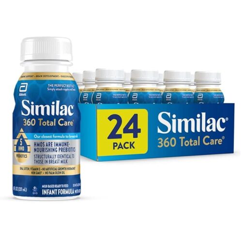 Similac 360 Total Care Infant Formula, Has 5 HMO Prebiotics 8-fl-oz Bottle, Pack Of 24