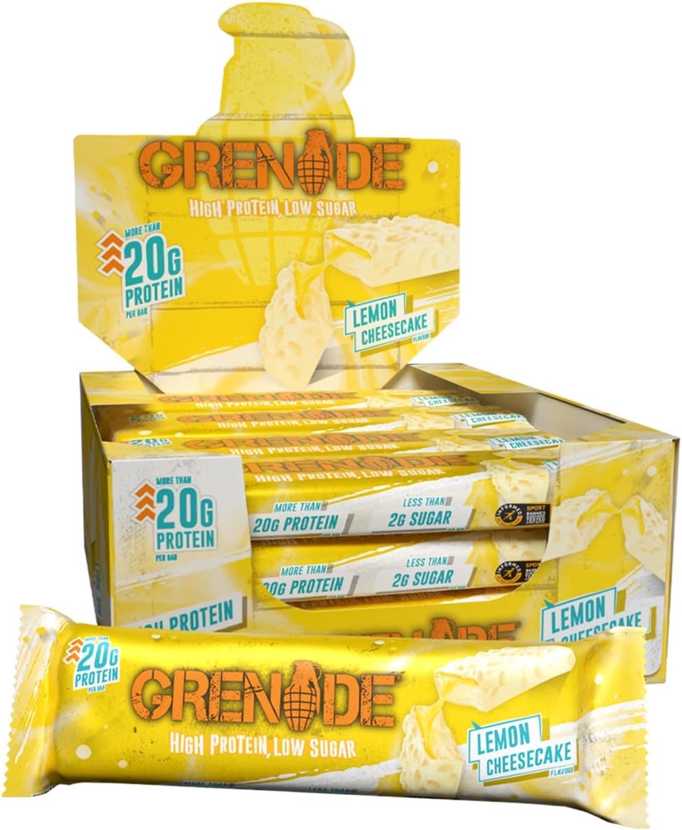 Grenade High Protein, Low Sugar Bar - Lemon Cheesecake, 12 x 60 g