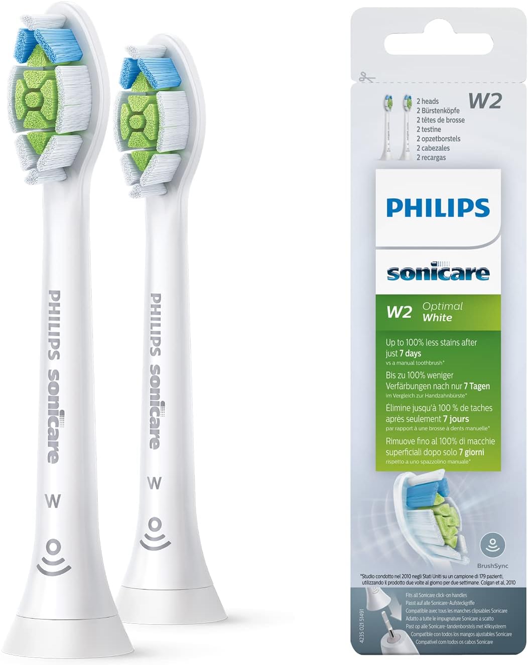 Philips Sonicare W2 Optimal White Electric Toothbrush Heads (Model HX6062/10)