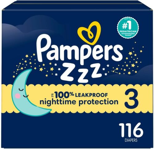Pampers ZZZ Overnight Diapers, Size 3 (16-28 lbs), 116 Count