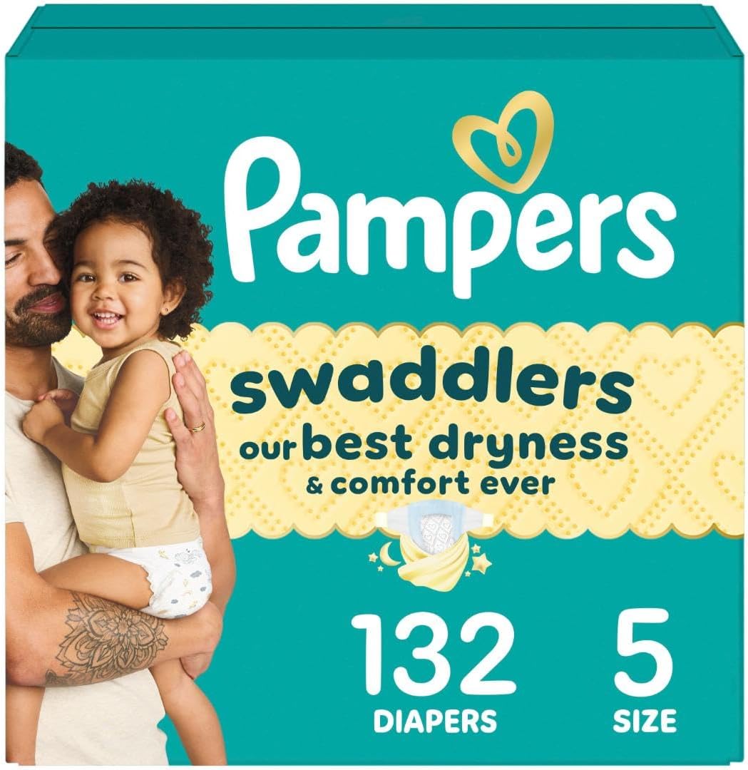 Pampers Swaddlers Diapers, Size 5 (20-37 lbs), 132 Count