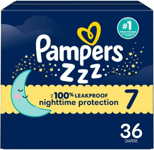 Pampers ZZZ Overnight Diapers, Size 7 (41+ lbs), 36 Count