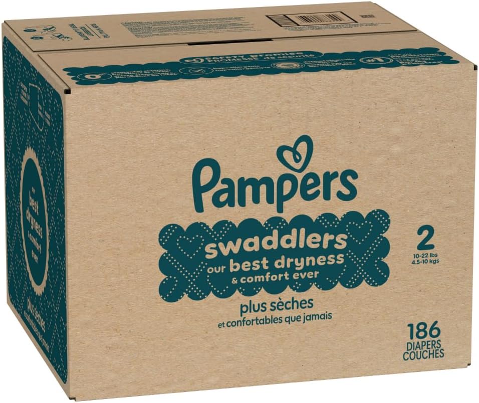 Pampers Swaddlers Diapers, Size 2 (10-22 lbs), 186 Count - Image 3