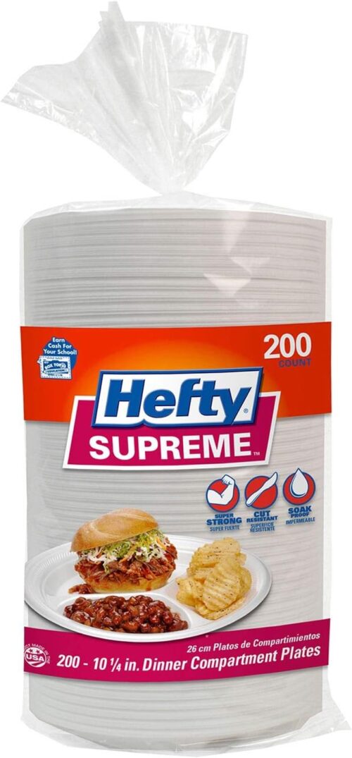 Hefty Supreme 3-Section Foam Plate (200 ct)
