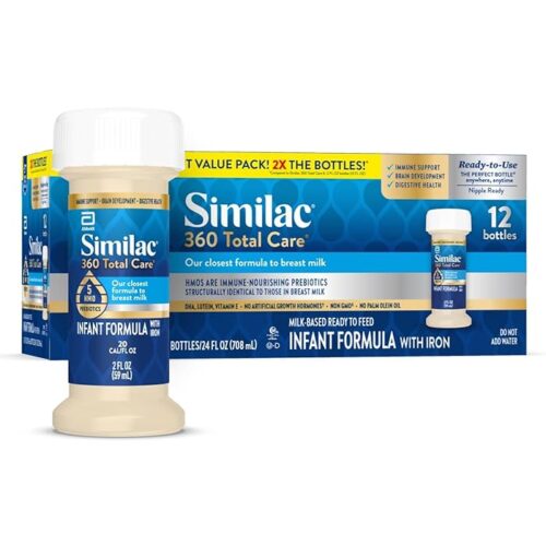 Similac 360 Total Care Infant Formula, Has 5 HMO Prebiotics 2-fl-oz Bottle, Pack Of 12