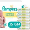 Pampers Baby Wipes, Sensitive, Water Based Wipe 1344 Wipes Total (16 Flip-Top Packs)