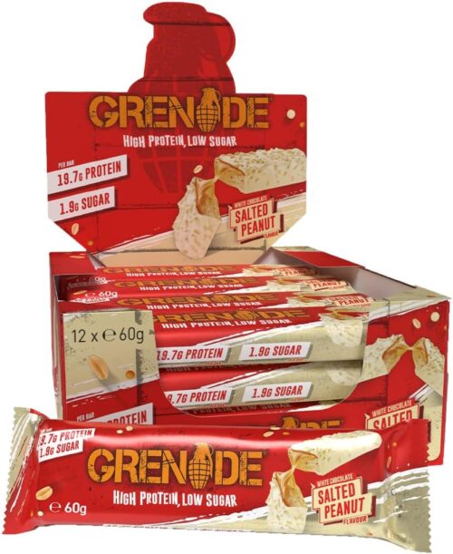 Grenade High Protein, Low Sugar Bar - White Chocolate Salted Peanut, 12 x 60 g