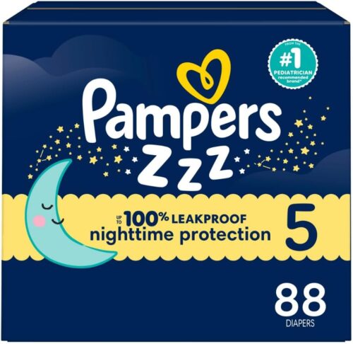 Pampers ZZZ Overnight Diapers, Size 5 (27+ lbs), 88 Count