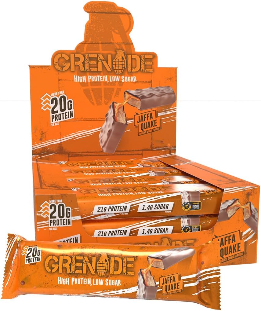 Grenade High Protein, Low Sugar Bar - Jaffa Quake, 12 x 60 g