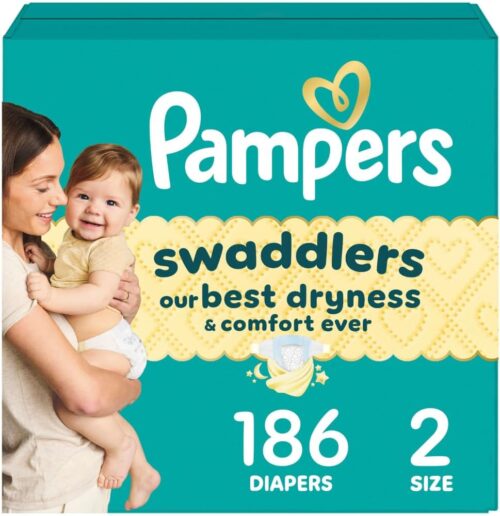 Pampers Swaddlers Diapers, Size 2 (10-22 lbs), 186 Count