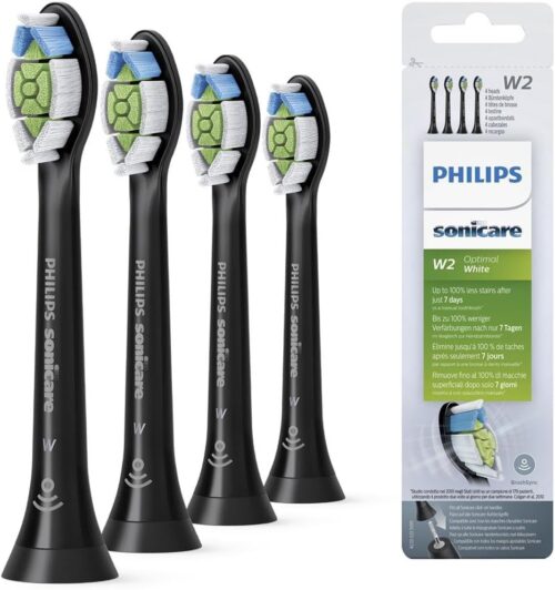 Philips Sonicare W2 Optimal Electric Toothbrush Heads, 4 Pack  Black (Model HX6064/11)