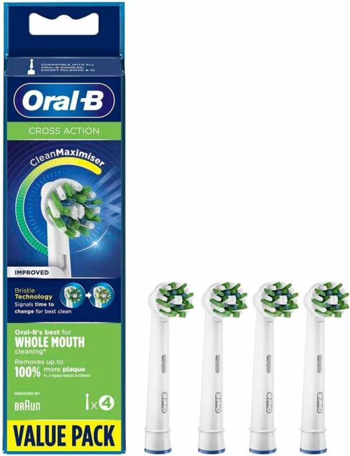 Oral-B CrossAction brush heads, 4 pack White