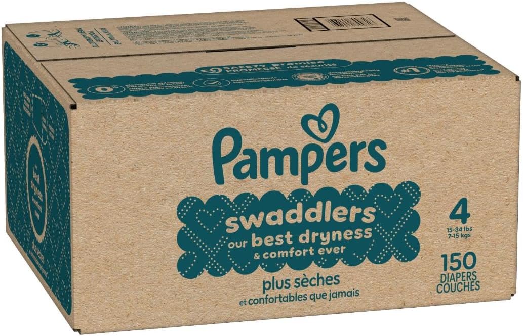 Pampers Swaddlers Diapers, Size 4 (15-34 lbs), 150 Count - Image 2