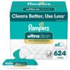 Pampers Ultra Clean Baby Wipes  624 Baby Wipes Total (8X Flip-Top Packs)