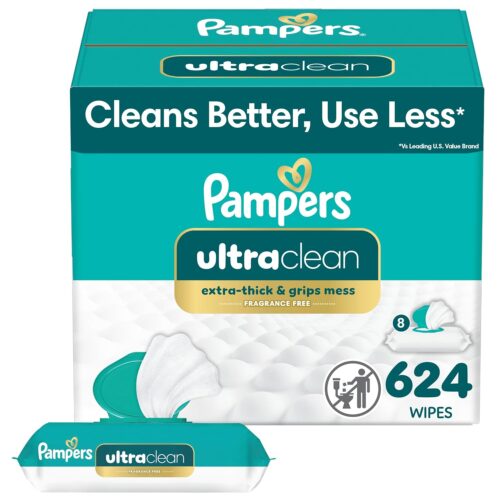 Pampers Ultra Clean Baby Wipes  624 Baby Wipes Total (8X Flip-Top Packs)