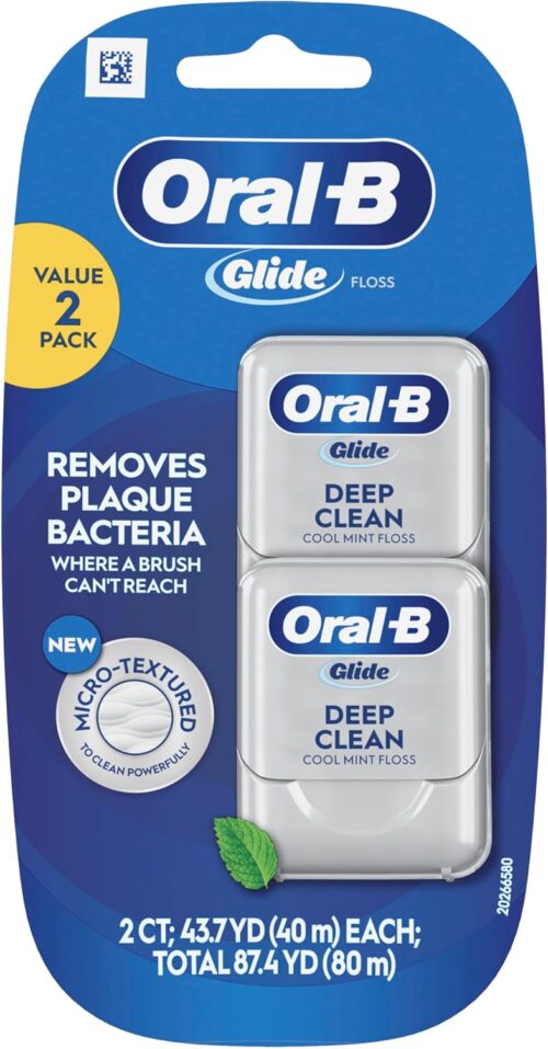 Oral-B Glide Pro-Health Deep Clean Dental Floss, Cool Mint, 40 M, Pack of 2