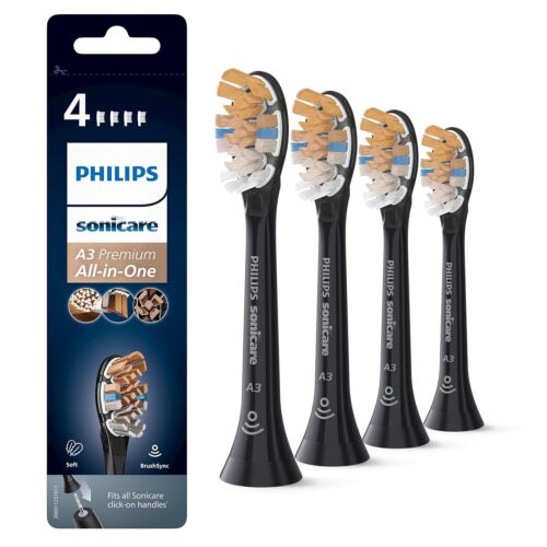 Philips Sonicare A3  Replacement Brush Heads HX9094/11 pack of 4 Black