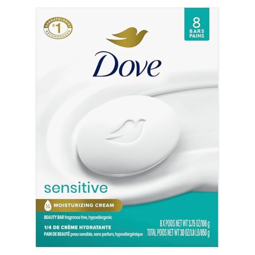 Dove Beauty Bar Soap Sensitive, 8 Bars For Sensitive Skin,  3.75 Oz