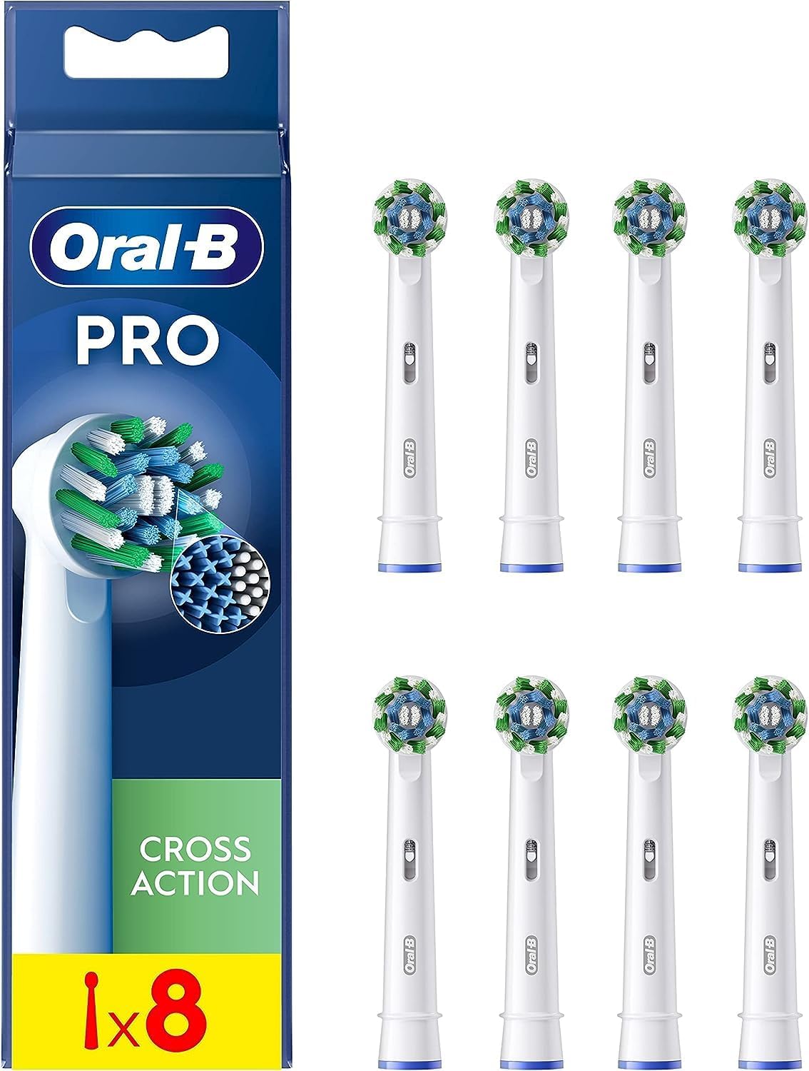 Oral-B Genuine CrossAction Replacement White Toothbrush Heads Pack of 8