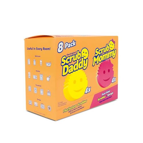 Scrub Daddy 4 Scrub Daddy Sponges & 4 Scrub Mommy Kitchen Sponges Stain & Odor Resistant (8 Pack)