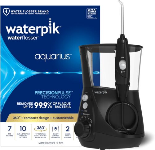 Waterpik Aquarius Water Flosser For Teeth Cleaning, Gums, Braces, Dental Care  Black WP-662