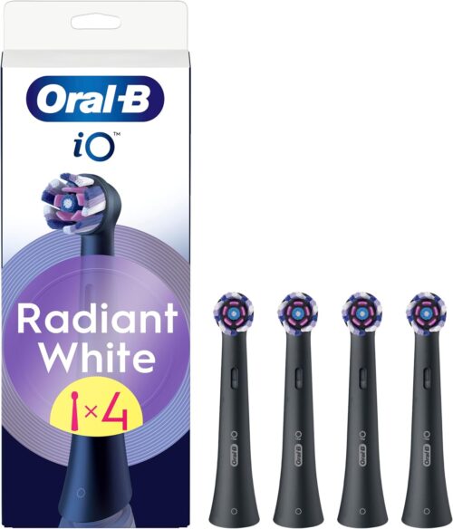Oral-B iO Original Electric Toothbrush Heads,  Radiant White, Black Pack of 4