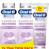 Oral-B 3D White Advanced Express Whitening Toothpaste Glossy White 2 x 75ml Twin Pack