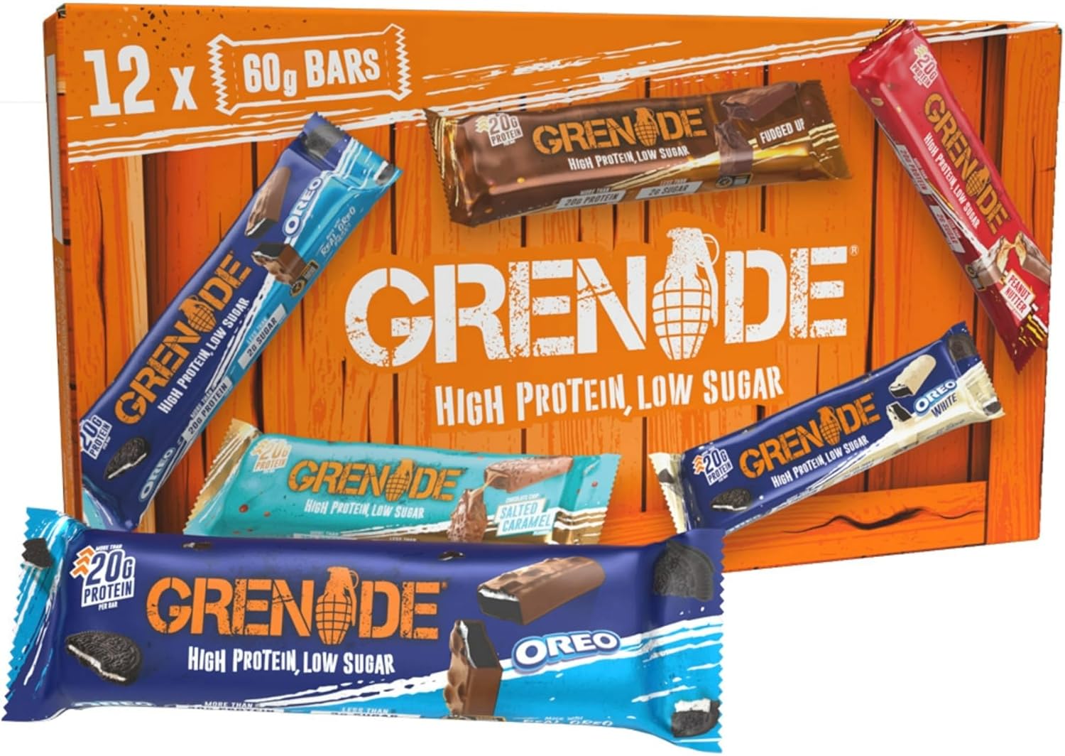 Grenade Selection Box - High Protein, Low Sugar Bars, 12 x 60 g Variety Pack