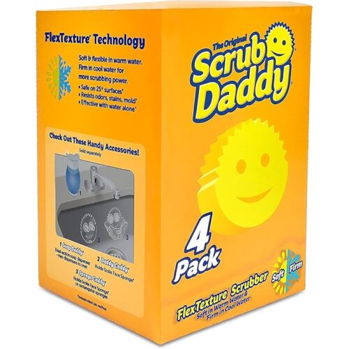 Scrub Daddy Original Sponge - Scratch Free Scrubber  Multi-use, Dishwasher 4ct