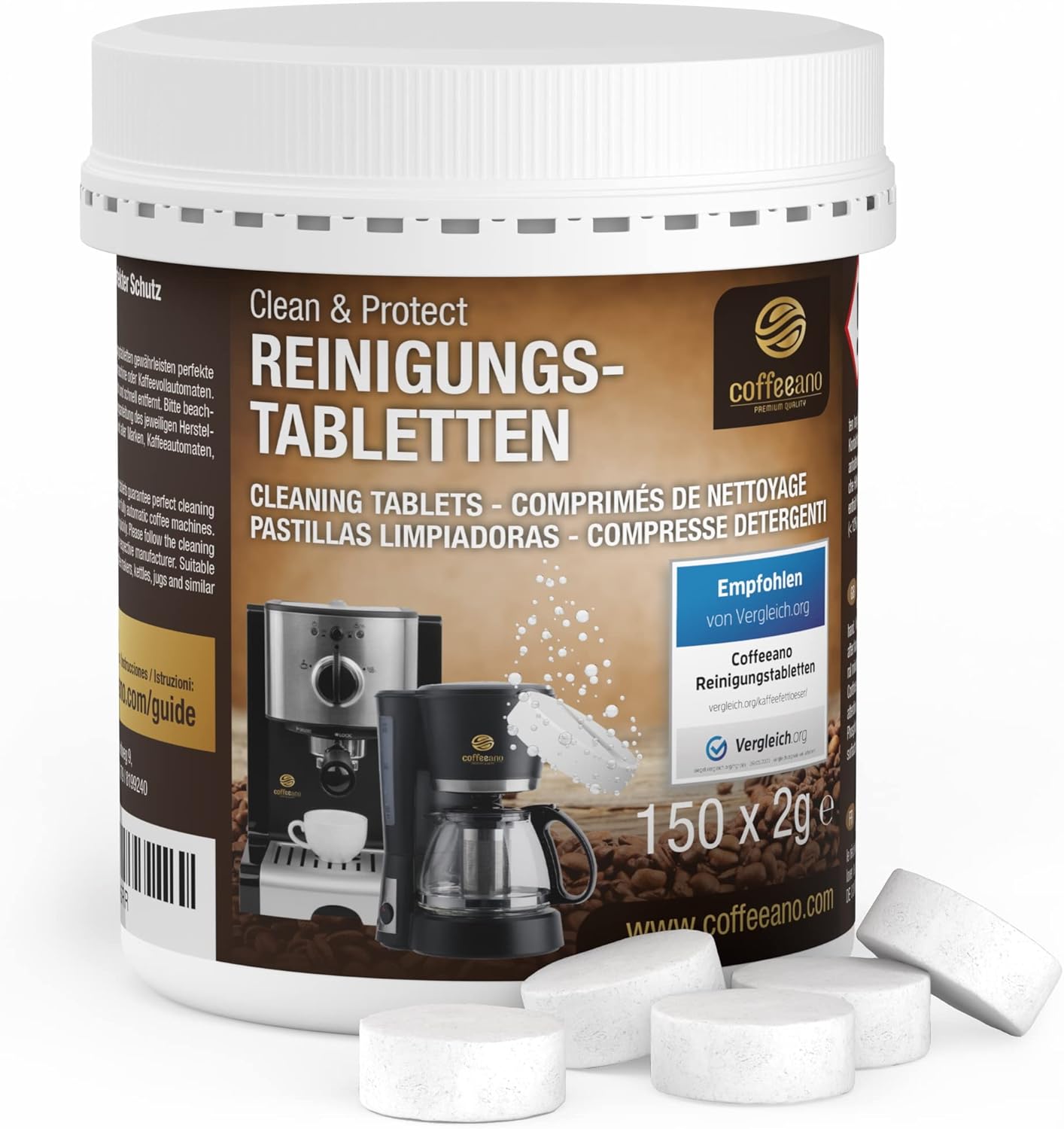 Coffeeano 150 Cleaning Tablets for Fully Automatic Coffee Machines and Coffee Machines