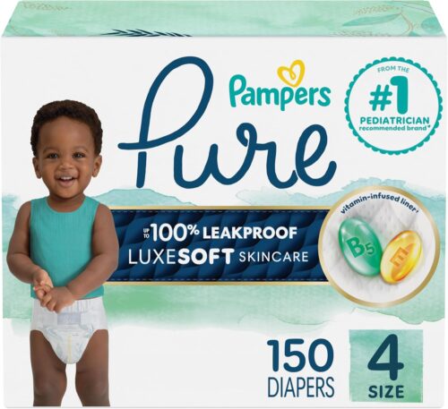Pampers Pure Protection Baby Diapers, Size 4, 150 Count