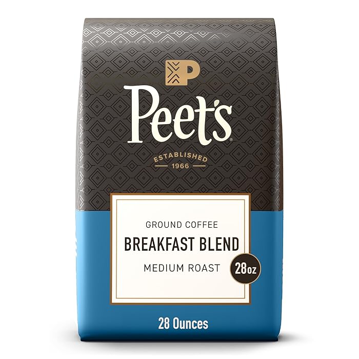Peets Coffee, Medium Roast Ground Coffee, 100% Arabica Coffee Breakfast Blend 28 Ounce Bag