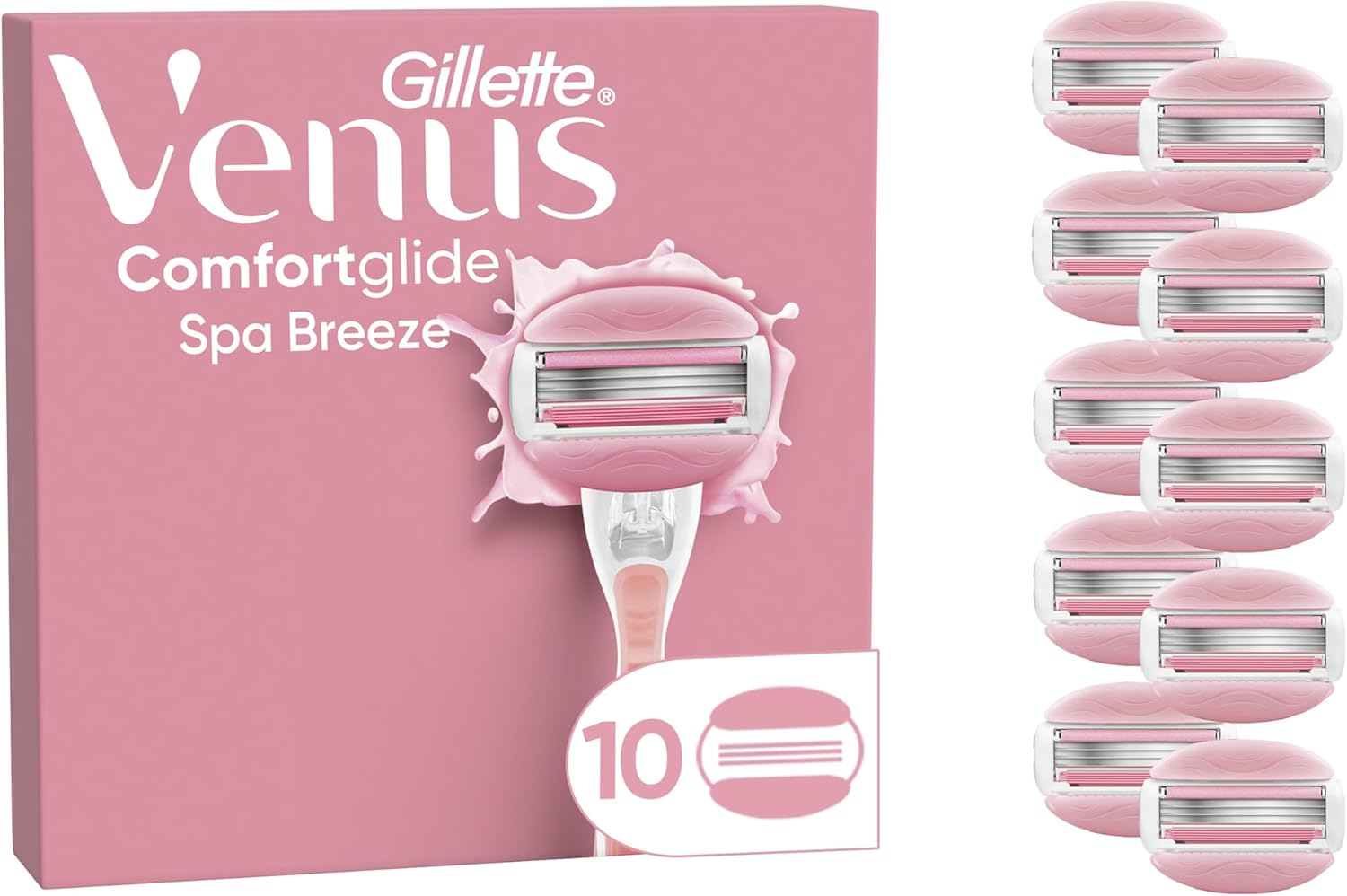 Gillette Venus Comfortglide Spa Breeze Women's Razor Blade Refills, Pack of 10