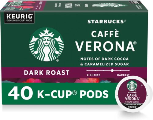 Starbucks K-Cup Coffee Pods, Dark Roast Hot or Iced Coffee, Caffè Verona, 40 Keurig Pods