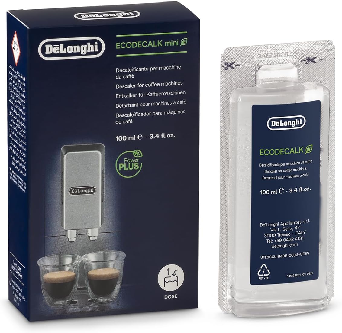 De'Longhi EcoDecalk DLSC101 Eco-Friendly Descaler, 100 ml