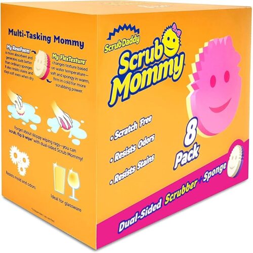 Scrub Daddy Dual Sided Sponge And Scrubber - Scrub Mommy   Multi Surface 8 Count