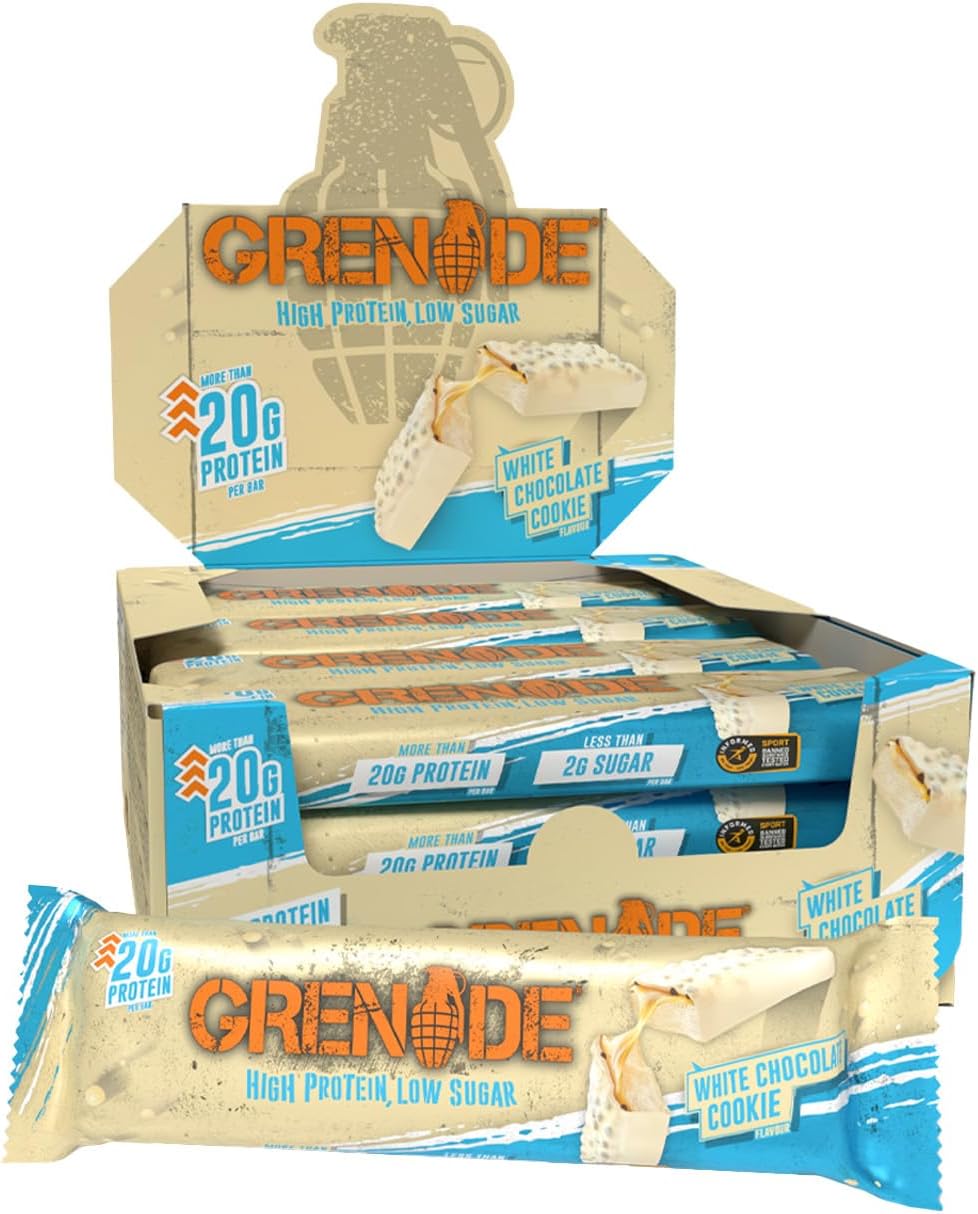 Grenade High Protein, Low Sugar Bar - White Chocolate Cookie, 12 x 60 g