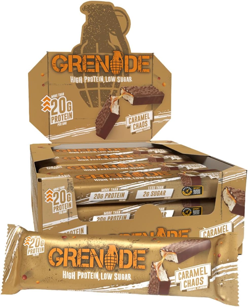 Grenade High Protein, Low Sugar Bar - Caramel Chaos, 12 x 60 g