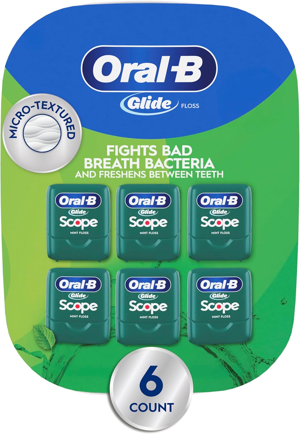 Oral-B Glide Dental Floss, Scope Flavor, 40m (Pack of 6)