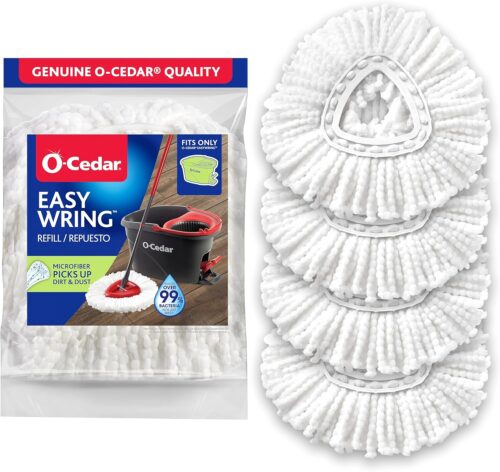 O-Ceda Easy Wrin Spin System Microfiber Refills, Easy Cleaning Mop Repalce Head pack of 4